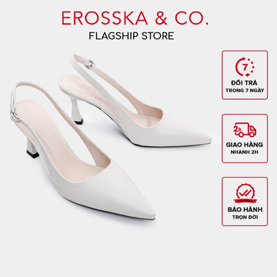 Erosska - Giày cao gót nữ mũi nhọn trơn kiểu dáng đơn giản màu trắng 8cm - DOI55