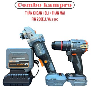  Combo máy khoan 13 & máy mài Kampro không chổi than – chân pin phổ thông – kèm 1 pin 20 cell & 1 sạC 