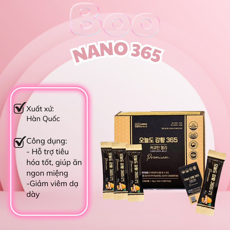 Thạch Nghệ Collagen Nano Curcumin 365 Vị Xoài