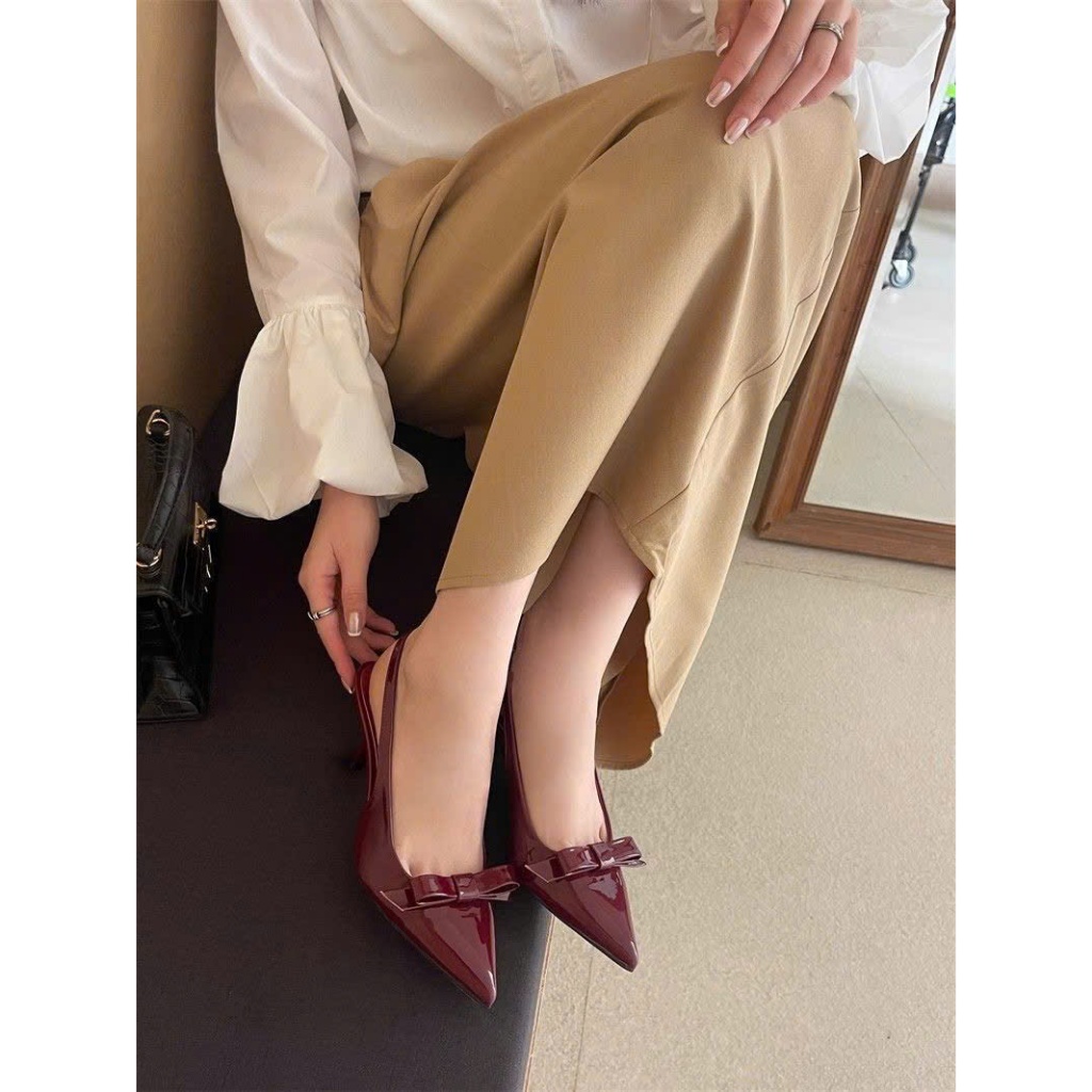 GIÀY CAO GÓT Chất Da Bóng NƠ THẮT NGANG 3 MÀU Bo Chụn Gót Nhọn Cao 5cm-7cm-9cm Dành cho Nàng đi chơi đi tiệc Shoes Nữ | BigBuy360 - bigbuy360.vn