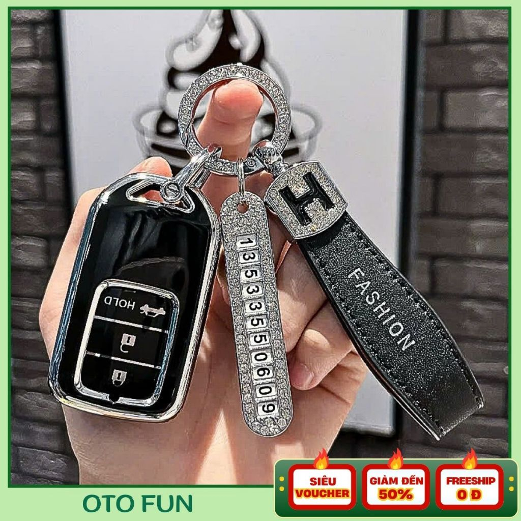 Ốp bảo vệ chìa khóa Honda City ,CRV,HRV ,Brio , Accord , Jazz  3 nút mạ bạc cao cấp