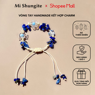  Vòng tay đan dây handmade thạch anh tự nhiên kết hợp charm nhựa mang năng lượng cao phụ kiện thời trang Mi Shungite 