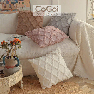  Gối tựa lưng gối sofa nhung lông vuông 45x45 hiện đại sang chảnh 