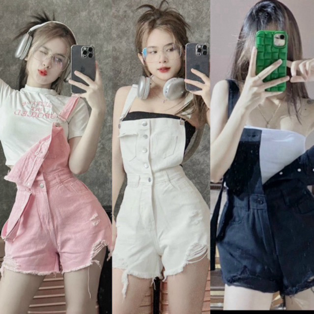 🌷Ảnh thật🌷 Quần đùi yếm jeans 5 nút (dưới m62)siêu đẹp KLii jeans ❤️‍🔥❣️Sẵn