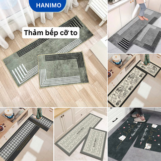 Bộ 2 thảm bếp nỉ lì cỡ đại 60x100cm & 60x200cm, thấm hút nước tốt, chống trơn trượt, dễ vệ sinh - HANIMO HA10