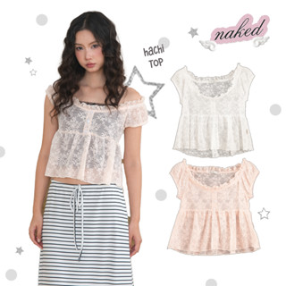 Áo babydoll nữ NAKEDbyV áo kiểu phối ren mỏng nhúng bèo HACHI TOP (không kèm áo trong)