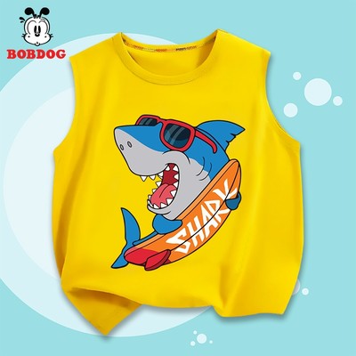 BST áo ba lỗ bé trai BOBDOG, áo thun chất cotton mỏng mát in hình khủng long cute cho bé
