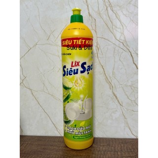 NƯỚC RỬA CHÉN LIX SIÊU SẠCH - chai 750g -  SẠCH DẦU MỠ, KHỬ MÙI TANH, SIÊU TIẾT KIỆM - HƯƠNG CHANH