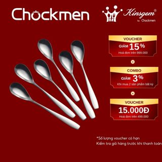 Combo 6 Thìa Sữa Chua KINSGEM By CHOCKMEN Inox 18/10 Cao Cấp Xuất Đức Thìa Cơm Dĩa Inox Đồ Bếp Thìa Ăn Bánh Muỗng Cafe