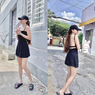 Đầm 2dây nhún thun hở lưng ( Hoả tốc HCM )
