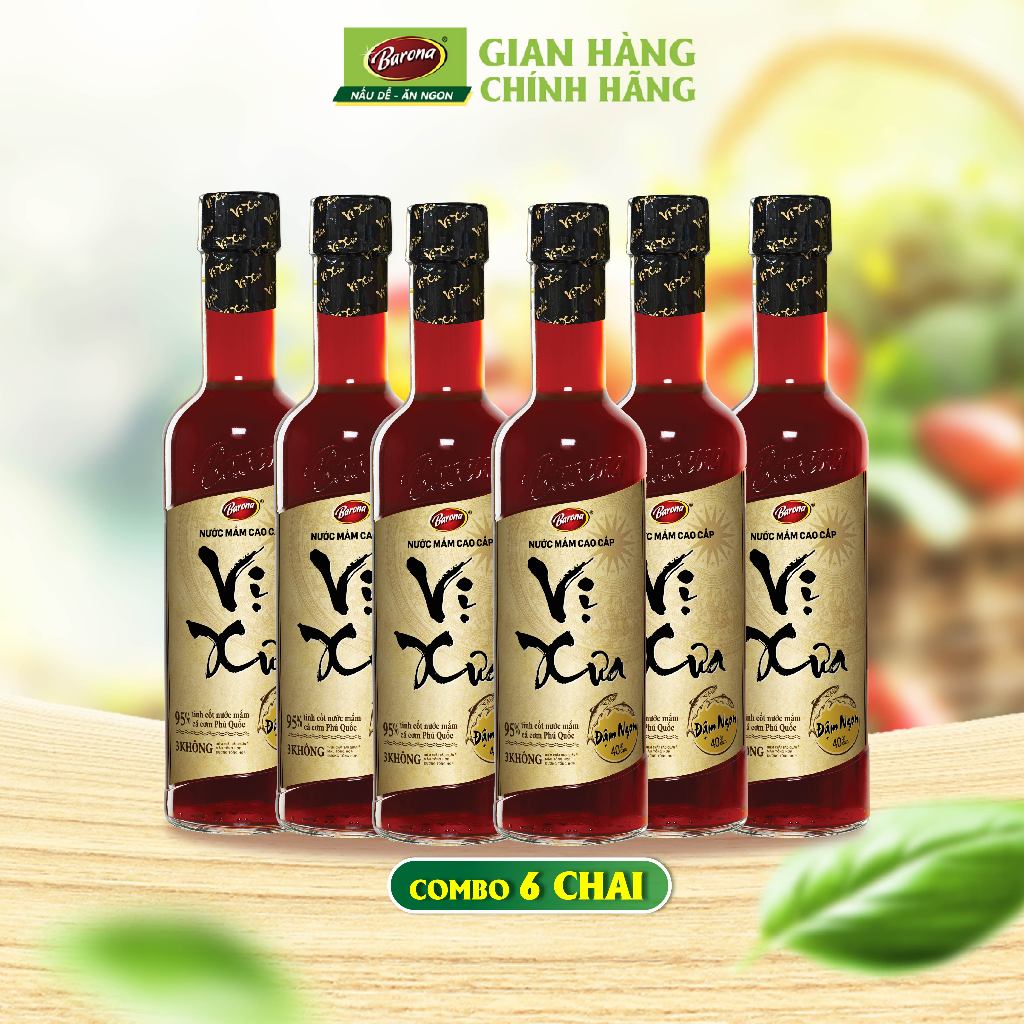 1 Thùng 6 chai Nước Mắm Cao Cấp Vị Xưa Barona 40 độ đạm
