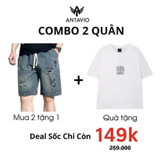  Quần jean nam ngắn quần short ngố lửng bò qua đầu gối ANTAVIO phong cách Hàn Quốc 365 