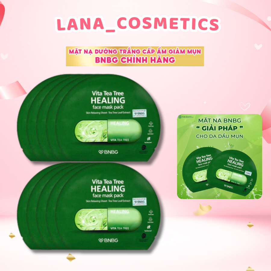 Hộp 10 Miếng Mặt Nạ BNBG Tràm Trà Dành Cho Da Dầu Mụn Nhạy Cảm