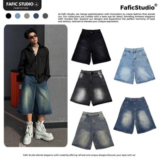 Quần short jeans baggy lửng nam nữ ống rộng suông Quần Wide Leg FAFIC Nam Ống Rộng, Quần Jeans Short Lửng Phong Cách