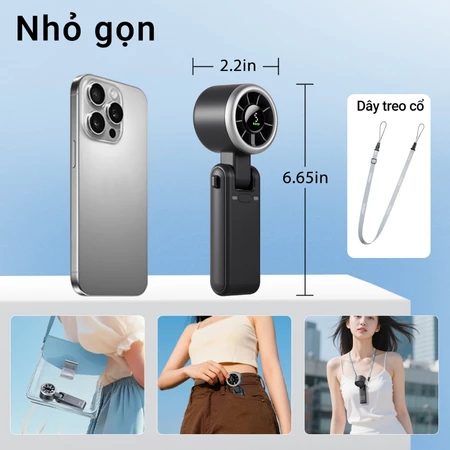 Quạt điện cầm tay  nhỏ gọn 5 cấp độ gió Quạt mini cầm tay 4000 mAh Quạt mini turbo siêu mát | BigBuy360 - bigbuy360.vn