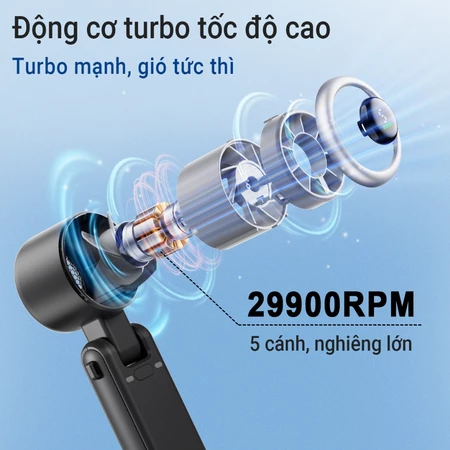 Quạt điện cầm tay  nhỏ gọn 5 cấp độ gió Quạt mini cầm tay 4000 mAh Quạt mini turbo siêu mát | BigBuy360 - bigbuy360.vn