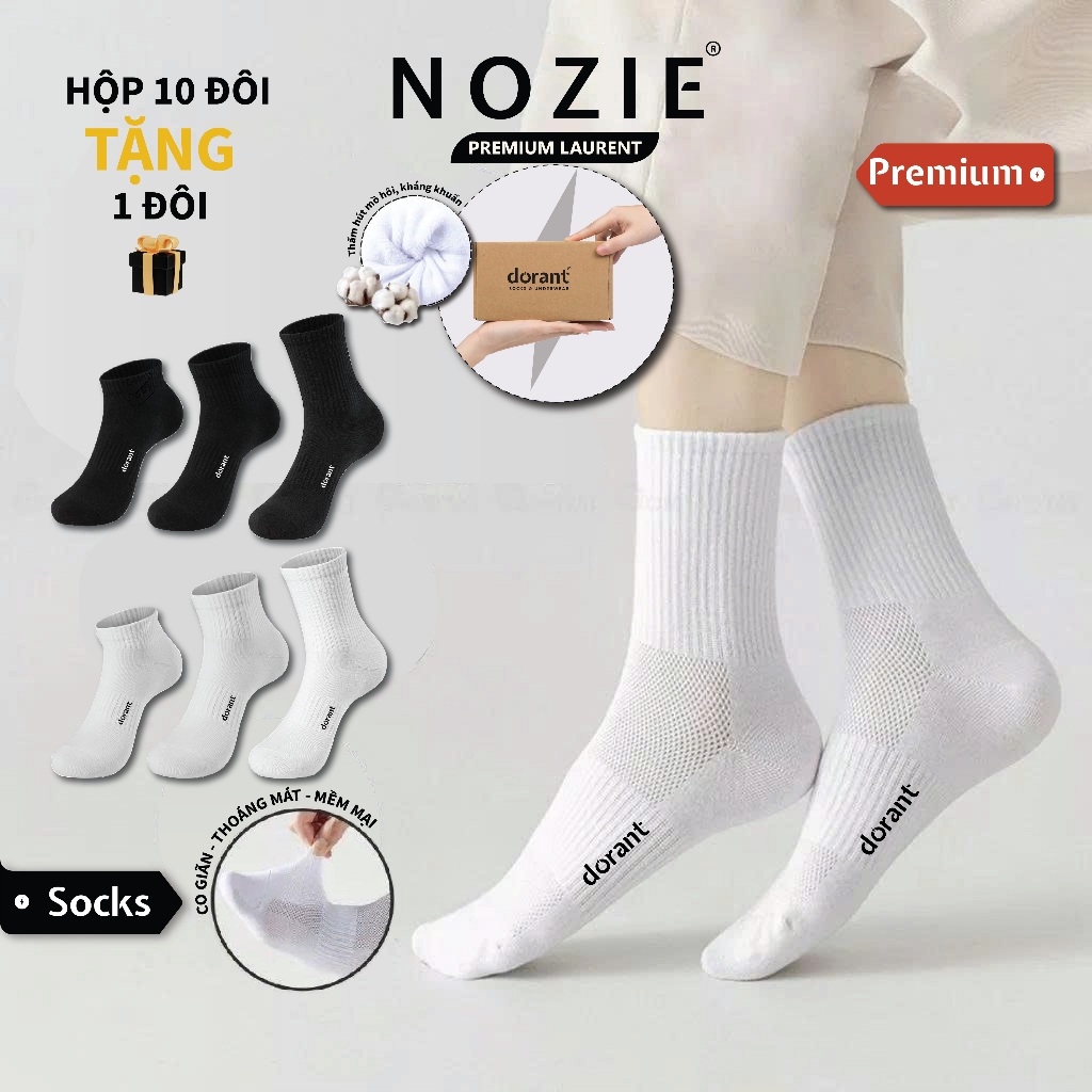 Combo 3,5,10 đôi tất trơn thể thao, vớ nam nữ LOGO cổ ngắn cổ trung cổ cao nam…