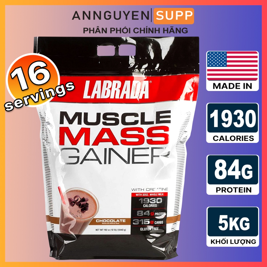 Sữa Tăng Cân Muscle Mass Gainer Nhập Khẩu Mỹ Chính Hãng Labrada 5.4kg