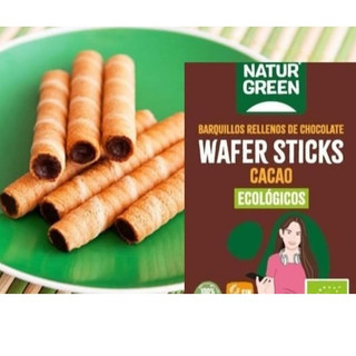 Bánh ống quế sôcôla hữu cơ NaturGreen 140g wafer sticks cacao