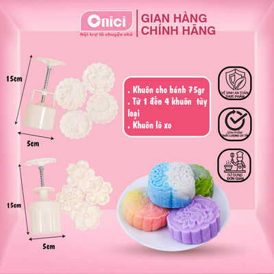 Khuôn làm bánh trung thu 75 gram hoa văn đẹp mắt ONICI tự chọn 4-6 mặt
