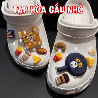  Set 12 Charm Sticker MÈO CHUỘT CHẢO PHÔ MAI trang trí Gắn Dép Sục Dép Tổ Ong - KHÔNG BAO GỒM DÉP 