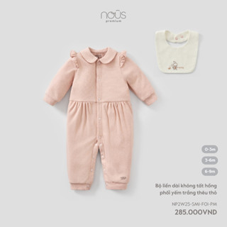 Nous Baby Bộ bodysuit liền dài kèm yếm cho bé gái, cổ sen phối bèo thu đông giữ ấm cho bé dưới 10.5kg BST T8