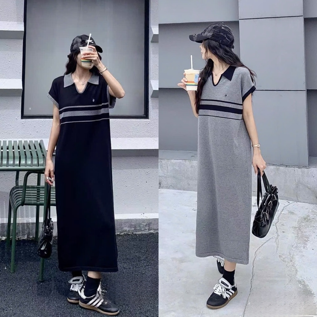 [Minn.studio] Váy Len Mongtoghi Tay Hến Phối Viền, Cổ Bẻ Thêu(Hàng QC)