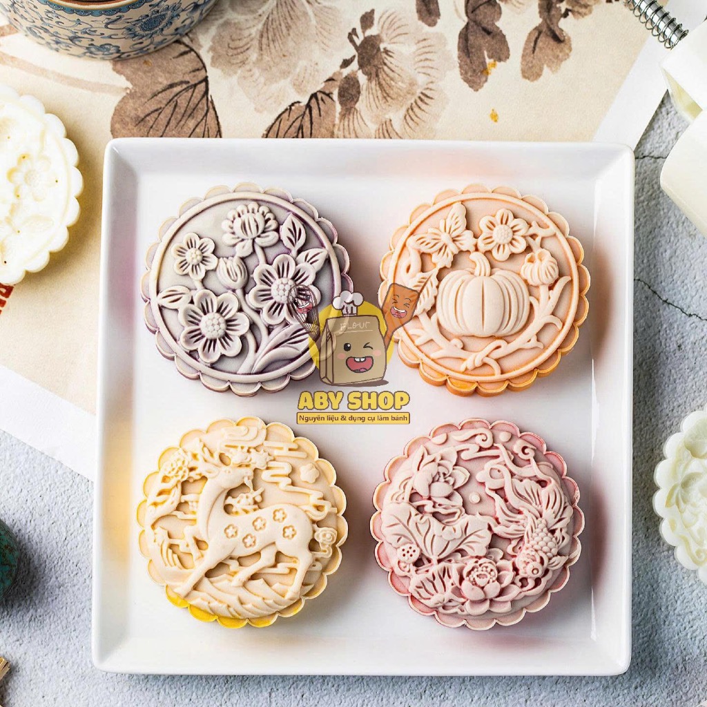 Khuôn bánh trung thu lò xo 150gr, khuôn làm bánh trung thu, bánh in