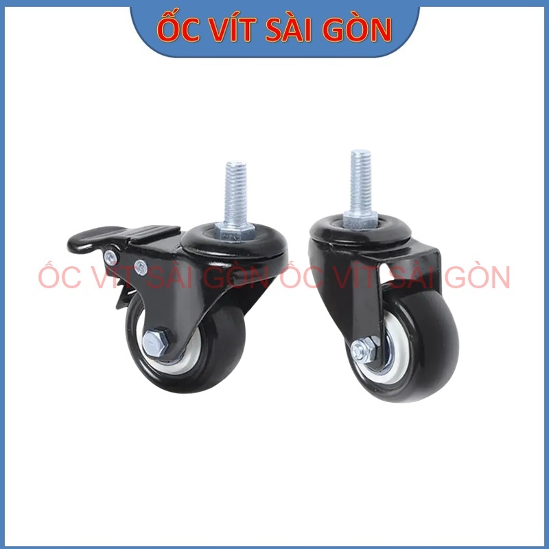 Bánh Xe Ren M8, M10 - Bánh Xe Đẩy Hàng Tải Nhẹ - Có Khóa An Toàn