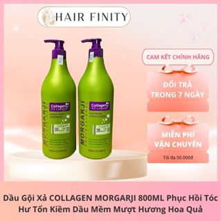 Dầu Gội Xả Collagen Morgarji 800ml Kiềm Dầu, Làm Sạch Dịu Nhẹ, Phục Hồi Tóc Hư Tổn, Giảm Gãy Rụng