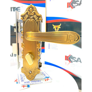  Ksaite TB99 - Khoá tay gạt cửa PHÒNG dài 200 mm màu nâu hoa vân cổ điển dùng cho cửa gỗ - đổi trả 14 ngày 