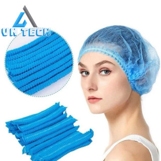 100 Cái Mũ Nón đội đầu chùm tóc bằng vải không dệt dùng một lần Đàn hồi lưới (Mũ Nón con sâu)