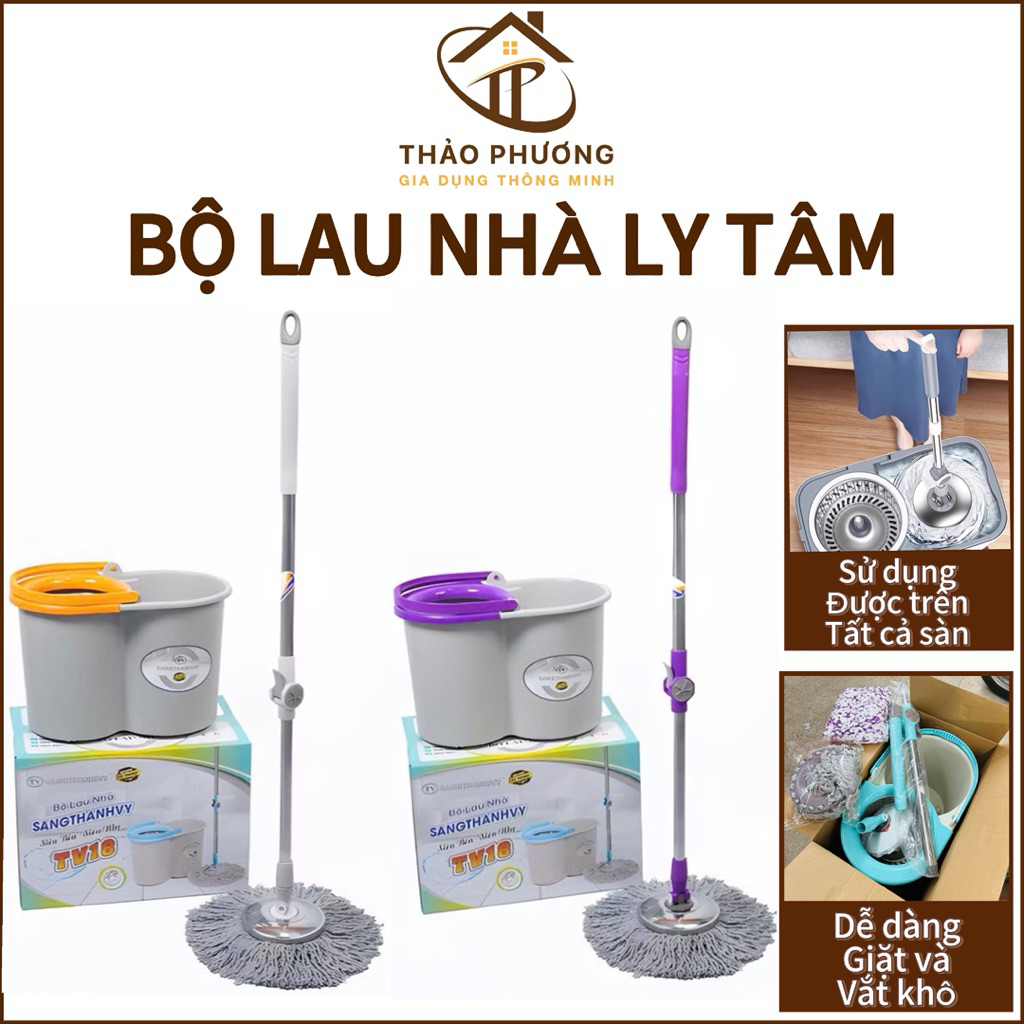 Bộ Cây Lau Nhà Ly Tâm 4 Bánh, Chổi Lau Nhà Tự Vắt Xoay 360 Độ Cao Cấp, Bộ Lau nhà 360 Độ Inox Sang T