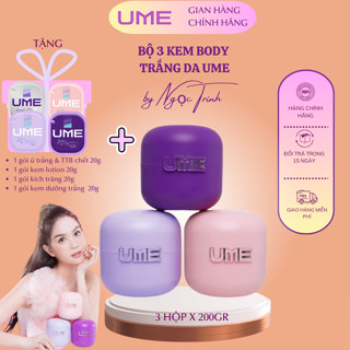  Bộ 3 Dưỡng Trắng Da Body UME - Kem Ủ Trắng Tẩy Tế Bào Chết Lotion Dưỡng Ẩm Kem Dưỡng Trắng 200gx3h 