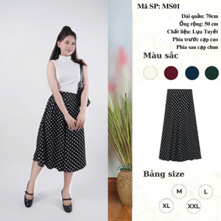  Quần lửng ống rộng dáng váy cạp chun mềm 7 tấc nhiều màu sắc quần trung niên quần ống rộng M L XL XXL - Women Nữ Ong 