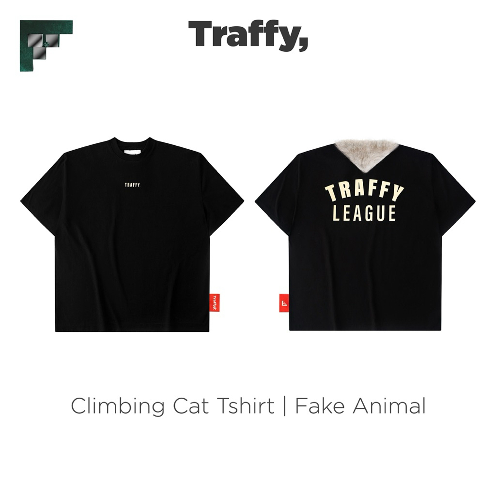  ÁO THUN 'TRAFFY LEAGUE' CHOÀNG CAT ĐÍNH LÔNG MỀM FORM REGULAR COTTON UNISEX | FAKE ANIMALS 