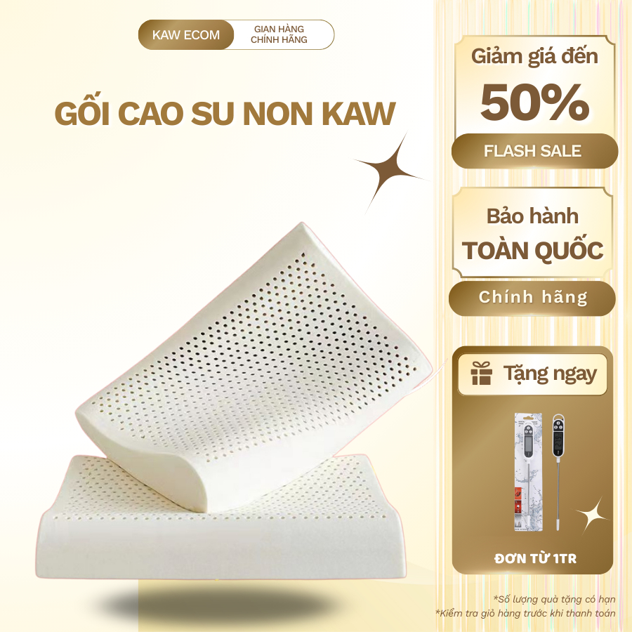 Gối cao su non chất lượng cao KAW mềm mại, hỗ trợ giấc ngủ, chống gù, êm ái, thoáng khí