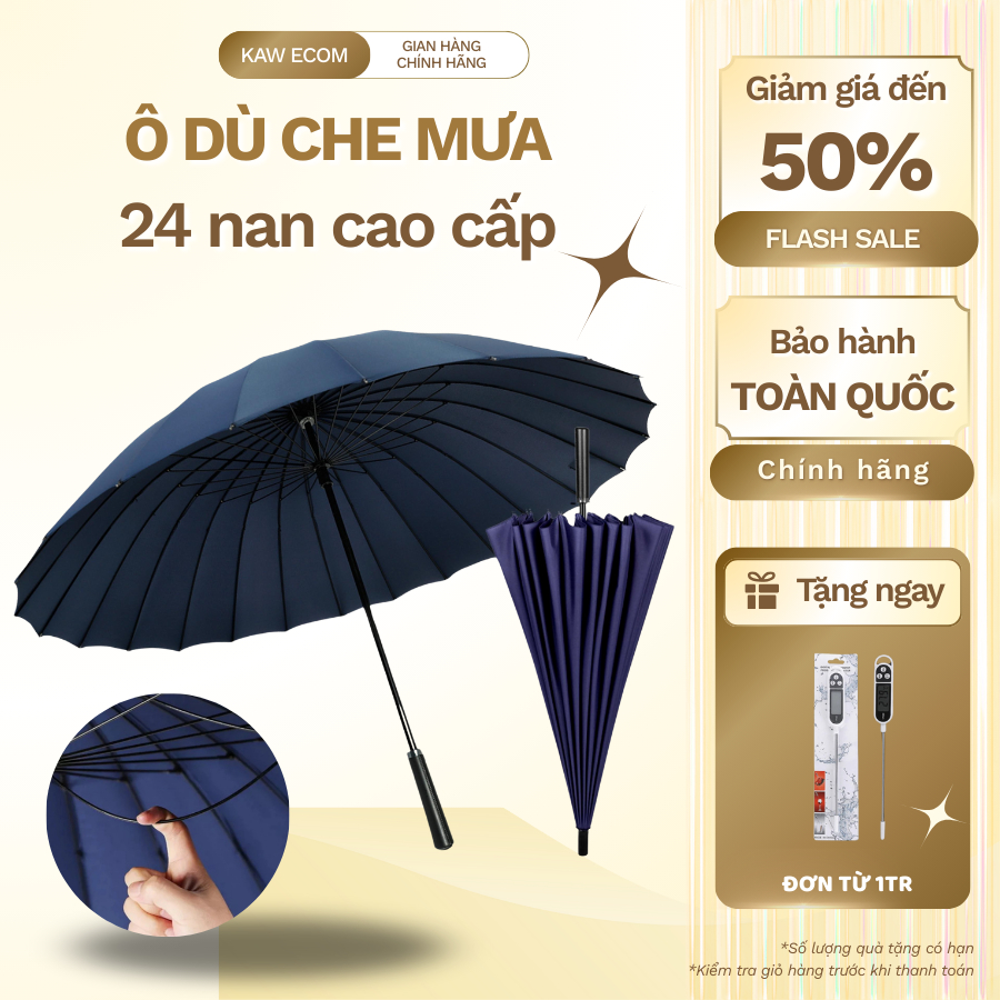 Ô Dù Siêu To KAW 24 Nan cứng cáp Loại Tốt Kiểu Dáng Đẹp Vải Chống Thấm,chống tia UV, kích thước rộng