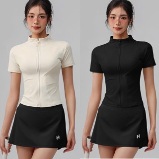 Bộ tập Pickleball nữ áo khóa dài chân váy chữ A, bộ tập gym, thể thao cầu lông nữ chất đẹp