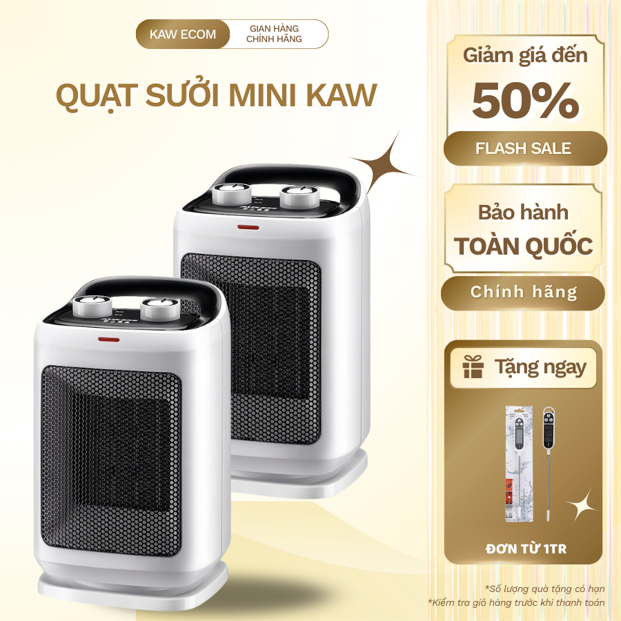 Máy Sưởi Mini KAW,Quạt Sưởi Ceramic KAW K3000 Công Suất 1500W,Làm Nóng Nhanh,tự động ngắt điện
