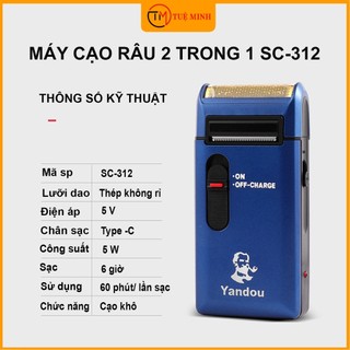 Máy cạo râu Yandou SC312 / SC301U thiết kế nhỏ gọn, lưỡi dao sắc bén, sạc nhanh, Bảo hành 12 Tháng