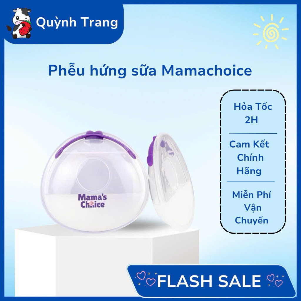 Phễu hứng sữa Mama's choice silicon cao cấp có nắp chống tràn hôp 2 cái