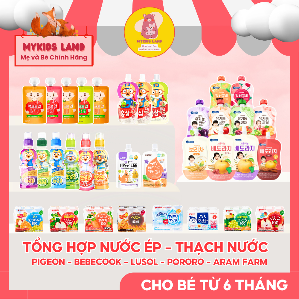 Nước Ép Trái Cây Hàn Quốc BEBECOOK - BEBEDANG -  LUSOL - PORORO - ARAM FARM – Cho Bé Từ 1 Tuổi