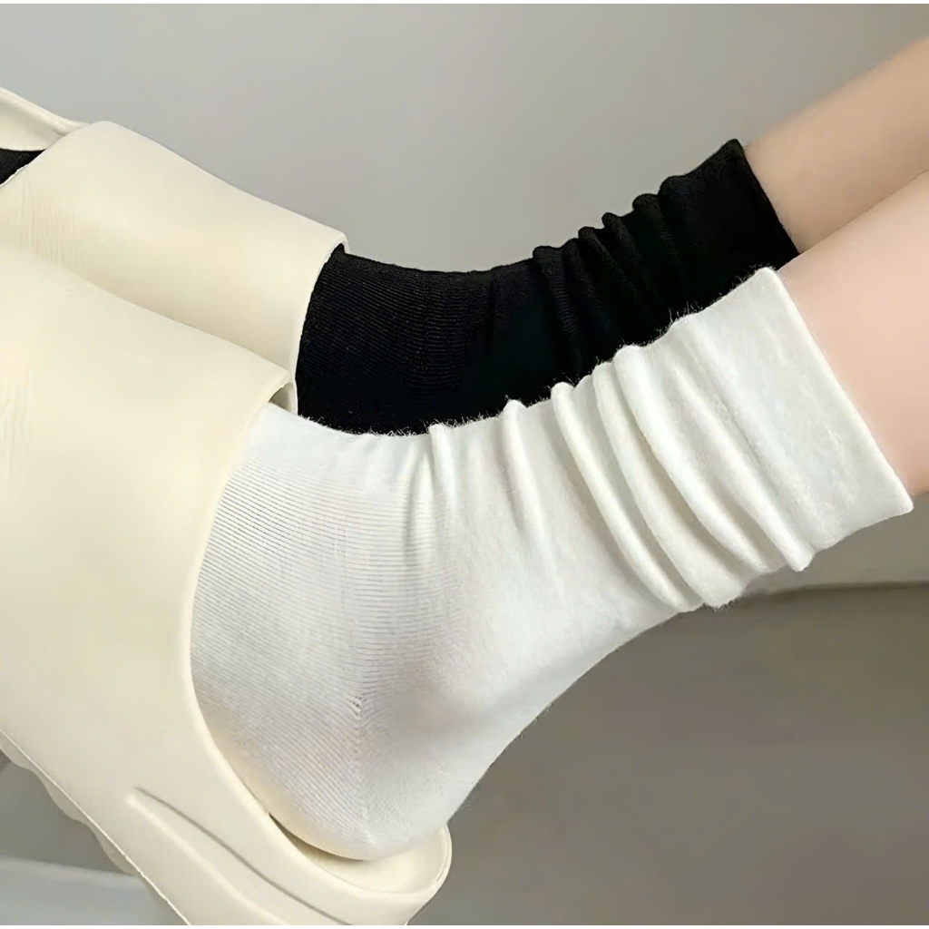 Combo 10 đôi tất nữ trơn thời trang hàn quốc tất cổ cao Cao Cấp basic tất trắng cao cổ