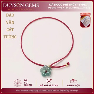  Vòng tay chỉ đỏ gắn ngọc phỉ thúy Type A hoa mai mix charm kim tiền bạc 925 mạ vàng Duyson Gems 