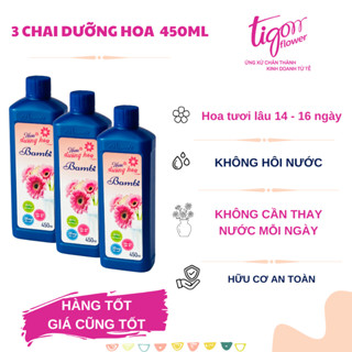 COMBO 3 CHAI NƯỚC DƯỠNG HOA BAMBI 450ML - Giúp hoa tươi lâu và rực rỡ, giữ nước sạch hơn (ĐƯỢC ĐỒNG KIỂM)