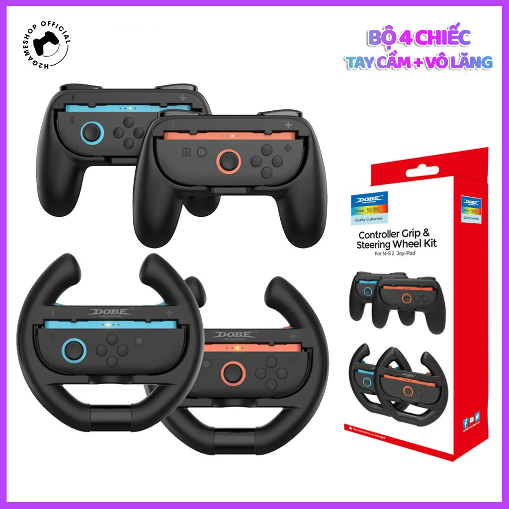 Bộ 2 vô lăng JoyCon Switch 2, tay cầm đua xe cho game Kart, phụ kiện chơi game Nintendo Switch 2 bộ 