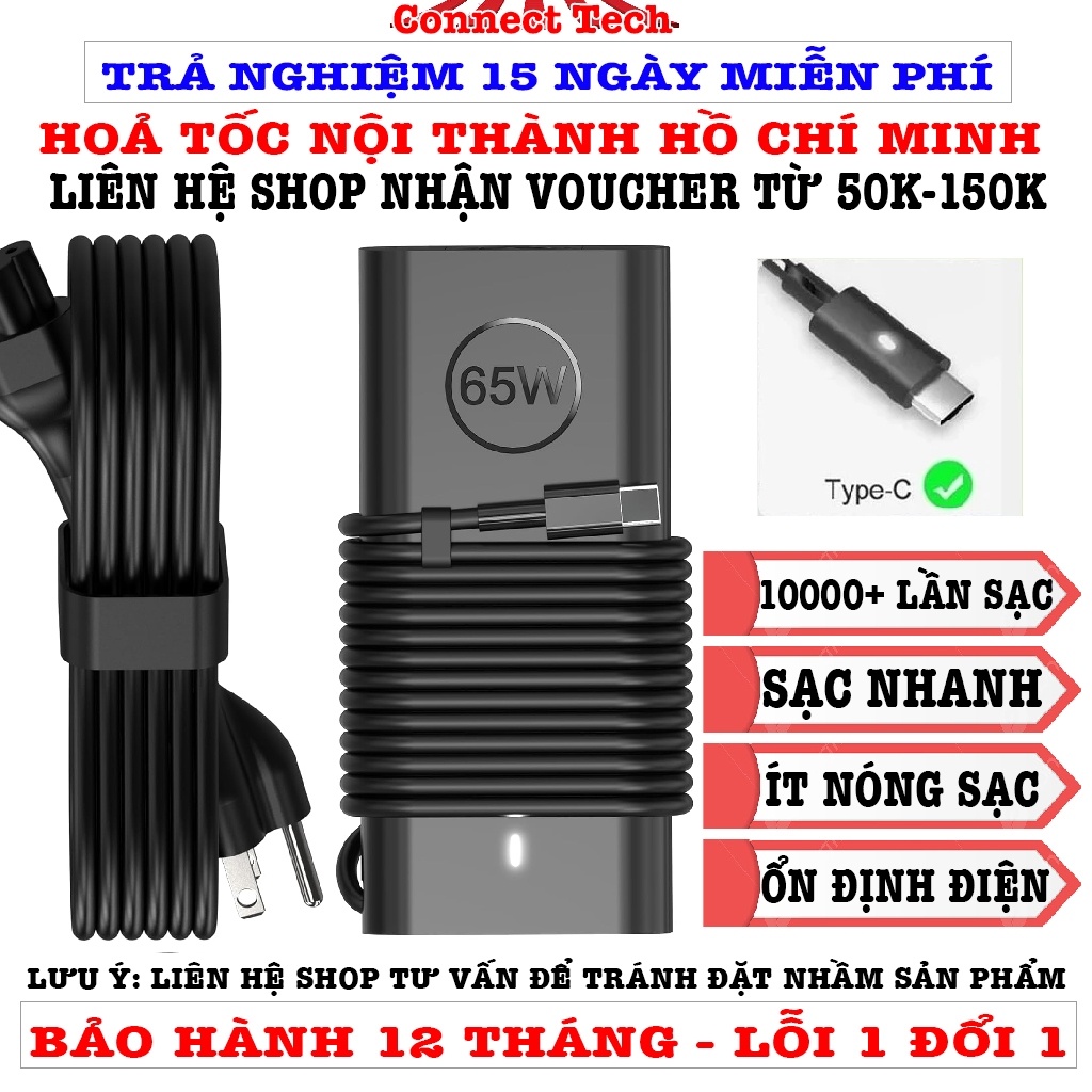 Sạc Dell Latitude 9000 series Latitude 9520 9510 9420 9410 9520 2-in-1 USB Type 65W zin theo máy