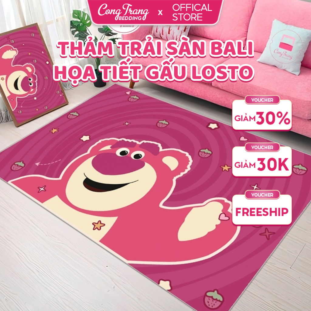 Thảm Trải Sàn Bali Cho Bé CongTrang Bedding Hoạ Tiết Gấu LOSTO - Hello Kitty Đáng Yêu - Đế Cao Su Ch