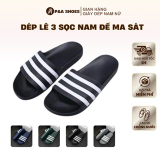  Dép lê 3 sọc quai ngang nam nữ đúc cao su ma sát tốt chống nước hot trend 2025 